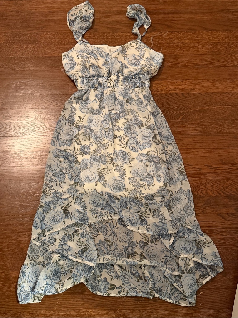No Boundaries Blue and Cream Floral Sundress